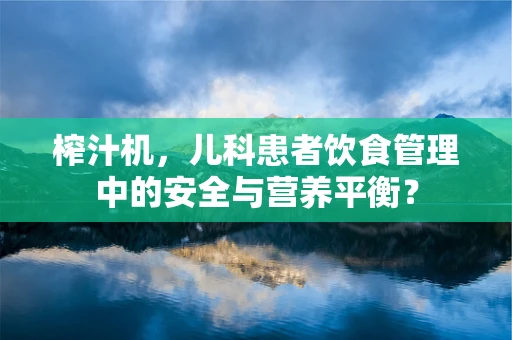 榨汁机，儿科患者饮食管理中的安全与营养平衡？
