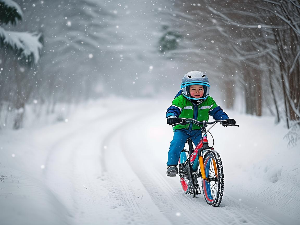 雪地自行车，儿童冬季运动的安全与乐趣