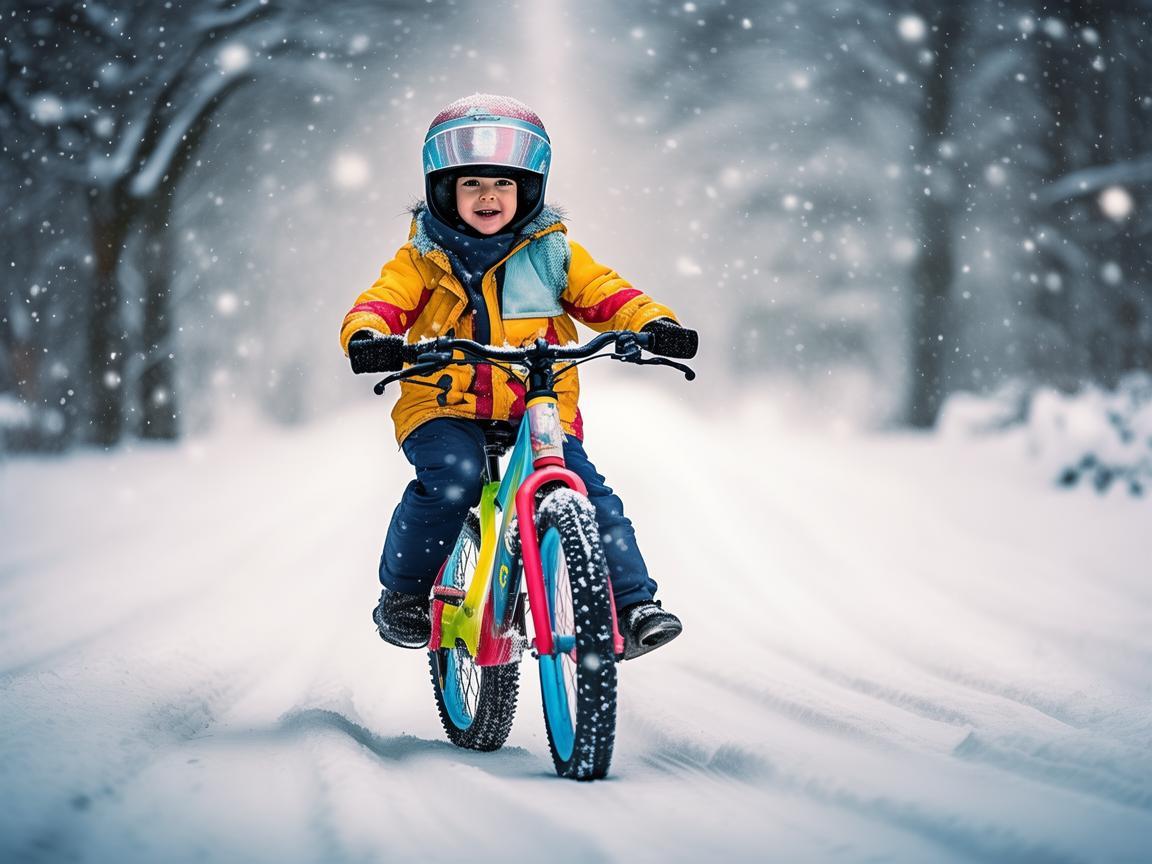 雪地自行车，儿童冬季运动的安全与乐趣